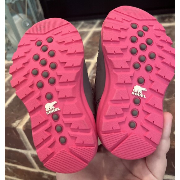 Sorel Toddler Whitney II Strap Snow Boot, Gray And Pink Toddler Size 4 - Picture 5 of 6